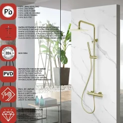 Poalgi Colonne de douche mécanique avec barre extensible SKY BATH or brossé PVD série DIAMOND* Colonne De Douche Mécanique