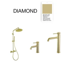 Poalgi Colonne de douche mécanique avec barre extensible SKY BATH or brossé PVD série DIAMOND* Colonne De Douche Mécanique