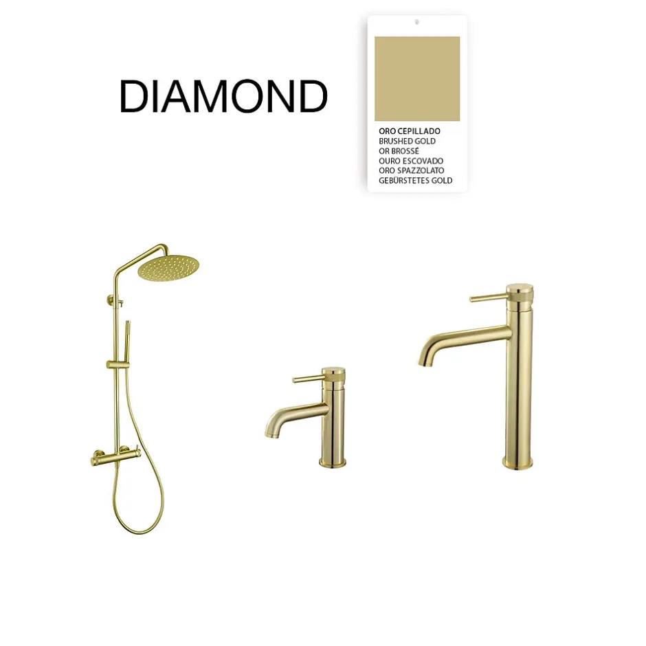 Poalgi Colonne de douche mécanique avec barre extensible SKY BATH or brossé PVD série DIAMOND* Colonne De Douche Mécanique