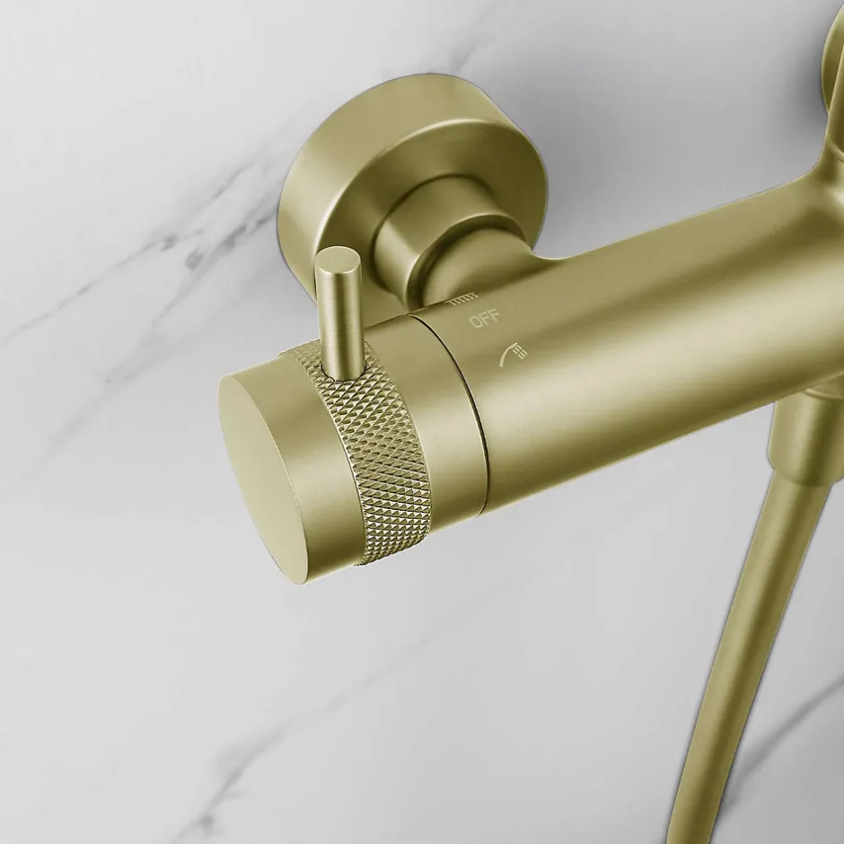 Poalgi Colonne de douche mécanique avec barre extensible SKY BATH or brossé PVD série DIAMOND* Colonne De Douche Mécanique
