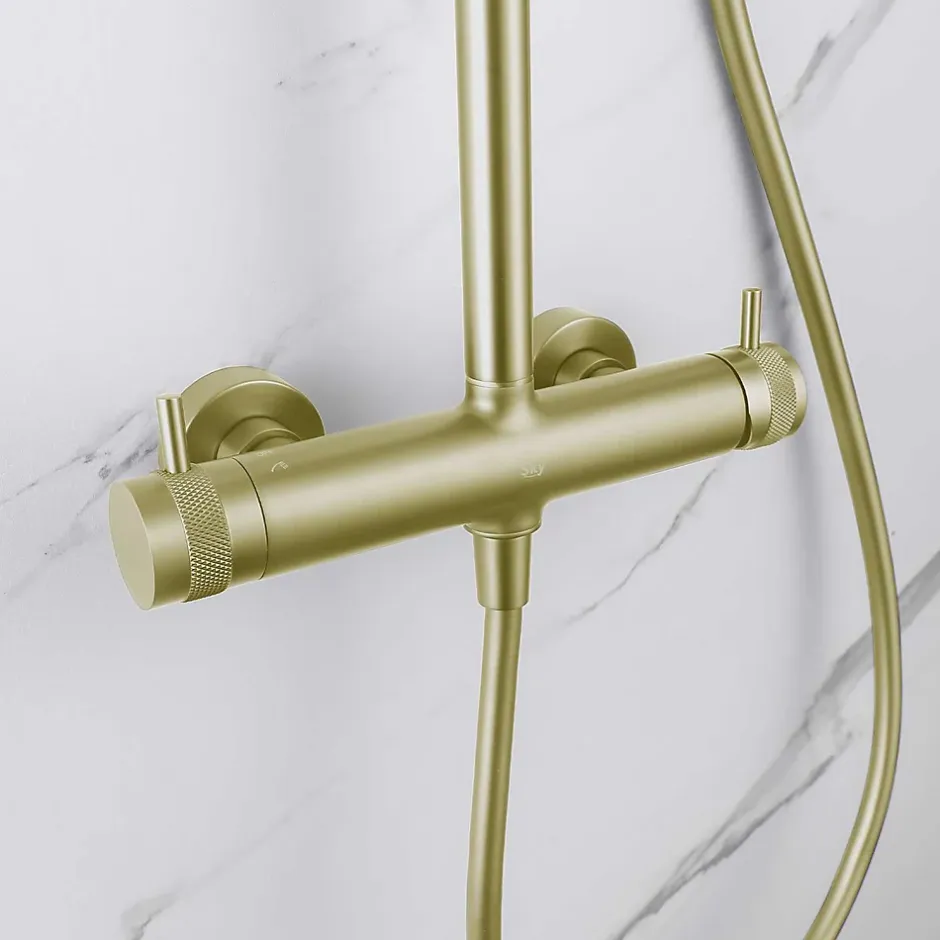 Poalgi Colonne de douche mécanique avec barre extensible SKY BATH or brossé PVD série DIAMOND* Colonne De Douche Mécanique