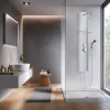 Valentin Colonne de douche mécanique avec pomme de tête, douchette et flexible, en aluminuim anodisé gris, Totmy
