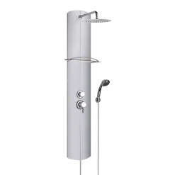 Valentin Colonne de douche mécanique avec pomme de tête, douchette et flexible, en aluminuim anodisé gris, Totmy