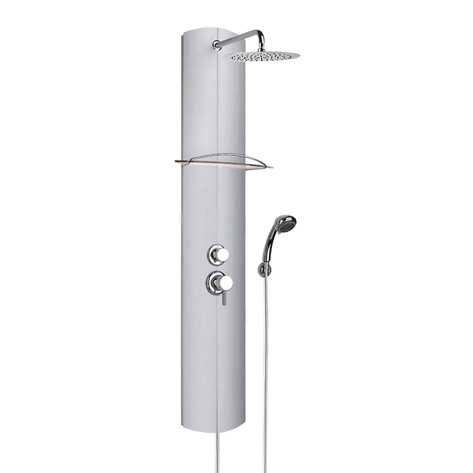Valentin Colonne de douche mécanique avec pomme de tête, douchette et flexible, en aluminuim anodisé gris, Totmy