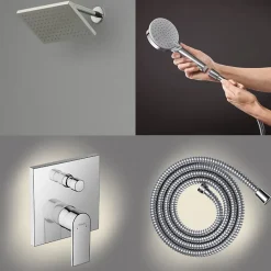 Hansgrohe Colonne de douche mécanique Vernis Shape Douche de tête Vernis Shape Flexible Métaflex Douchette Vernis Blend chromé* Colonne De Douche Encastrable