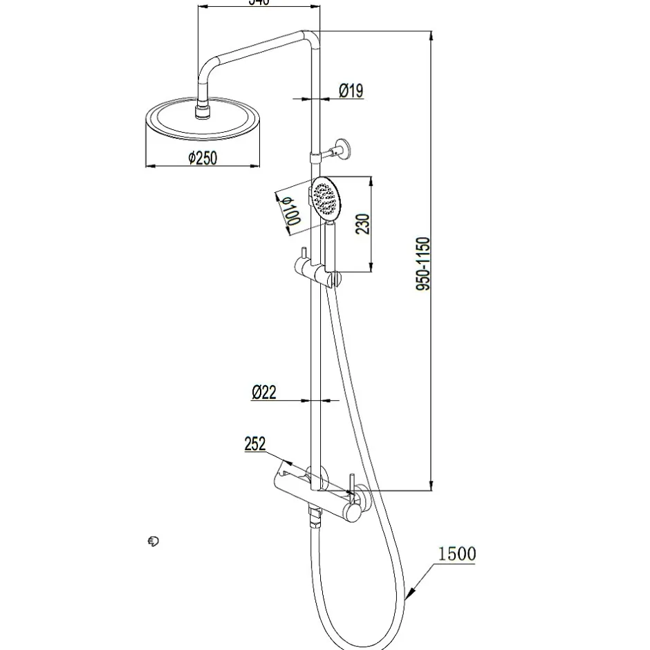 Essebagno Colonne de douche mécanique cuivre brossé 250 Lollipop II