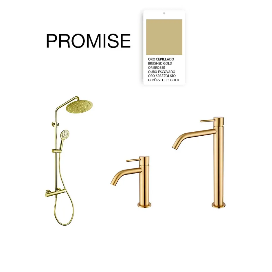 Poalgi Colonne de douche mécanique avec barre extensible SKY BATH or brossé PVD série PROMISE
