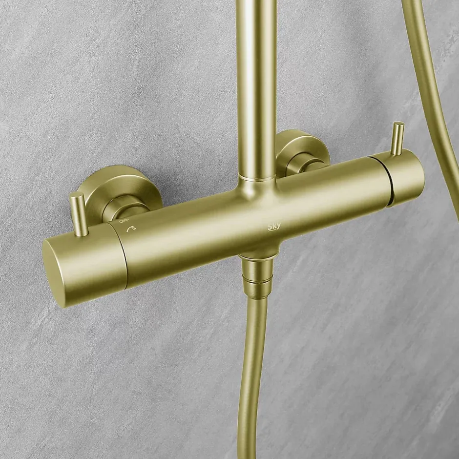 Poalgi Colonne de douche mécanique avec barre extensible SKY BATH or brossé PVD série PROMISE