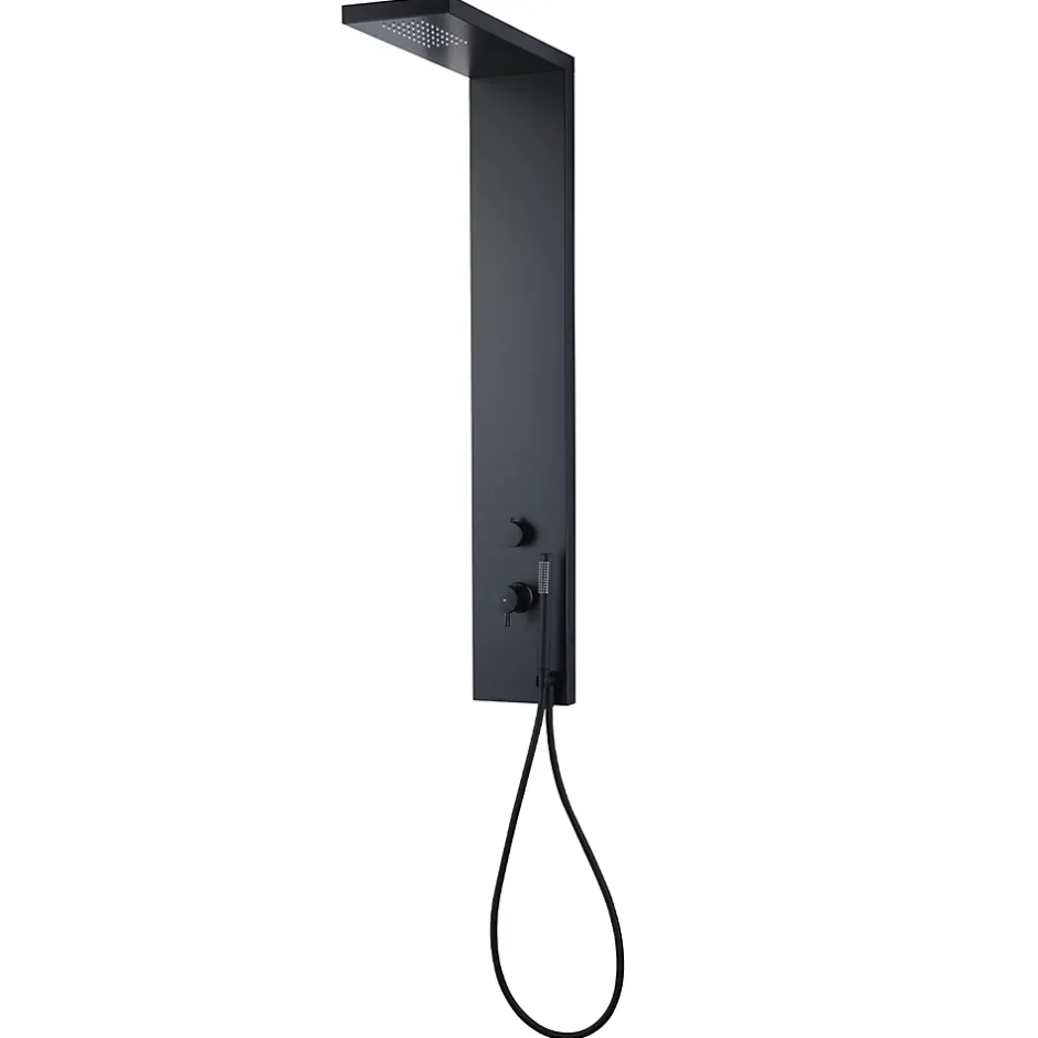 Essebagno Colonne de douche mécanique avec douchette et flexible, aluminium noir, Essekadra* Colonne De Douche Mécanique