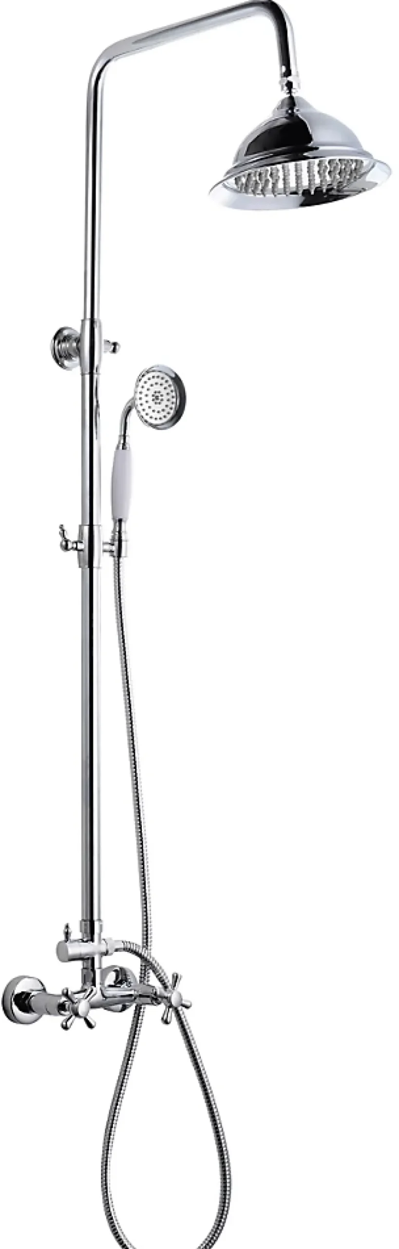 Edouard Rousseau Colonne de douche mécanique avec pommeau + douchette 1 jet + flexible + barre réglable, Chrome, Retro* Colonne De Douche Mécanique