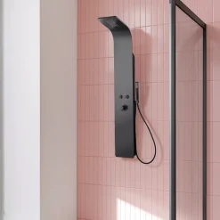 Essebagno Colonne de douche mécanique avec pommeau + douchette + flexible noir Esseflat* Colonne De Douche Mécanique