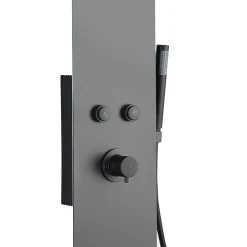 Essebagno Colonne de douche mécanique avec pommeau + douchette + flexible noir Esseflat* Colonne De Douche Mécanique