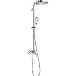 Hansgrohe Colonne de douche mécanique chrome avec pommeau rond + douchette 1 jet + flexible, Crometta S 240