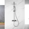 Poalgi Colonne de douche mécanique avec barre extensible SKY BATH gris mat PVD série DIAMOND* Colonne De Douche Mécanique