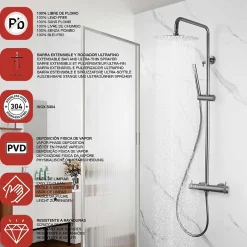 Poalgi Colonne de douche mécanique avec barre extensible SKY BATH gris mat PVD série DIAMOND* Colonne De Douche Mécanique