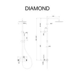 Poalgi Colonne de douche mécanique avec barre extensible SKY BATH gris mat PVD série DIAMOND* Colonne De Douche Mécanique