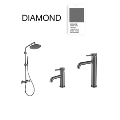 Poalgi Colonne de douche mécanique avec barre extensible SKY BATH gris mat PVD série DIAMOND* Colonne De Douche Mécanique