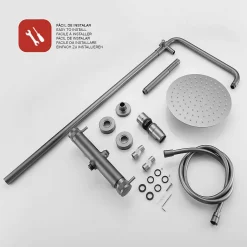Poalgi Colonne de douche mécanique avec barre extensible SKY BATH gris mat PVD série DIAMOND* Colonne De Douche Mécanique