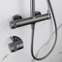 Poalgi Colonne de douche mécanique avec barre extensible SKY BATH gris mat PVD série DIAMOND* Colonne De Douche Mécanique