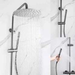 Poalgi Colonne de douche mécanique avec barre extensible SKY BATH gris mat PVD série DIAMOND* Colonne De Douche Mécanique
