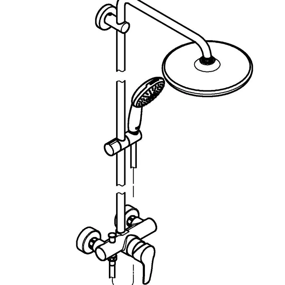 Grohe Colonne de douche mécanique avec douchette + pommeau + flexible + barre chrome, Vitalio Start* Colonne De Douche Mécanique