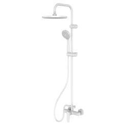 GoodHome Colonne de douche mécanique blanche avec douchette et pomme de tête, Cavally* Colonne De Douche Mécanique