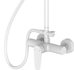 GoodHome Colonne de douche mécanique blanche avec douchette et pomme de tête, Cavally* Colonne De Douche Mécanique