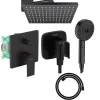 Hansgrohe Colonne de douche mécanique Vernis Shape Douche de tête Vernis Shape Flexible Designflex Douchette Pulsify noir