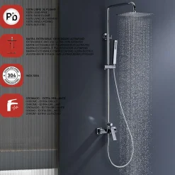 Poalgi Colonne de douche mécanique avec barre extensible SKY BATH chromé série INFINITE* Colonne De Douche Mécanique