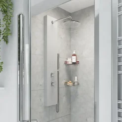 GoodHome Colonne de douche mécanique hydromassante, gris, Tanvia* Colonne De Douche Hydromassante