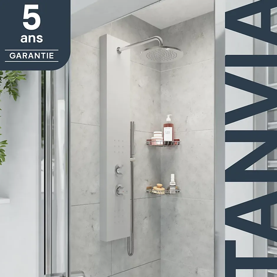 GoodHome Colonne de douche mécanique hydromassante, gris, Tanvia* Colonne De Douche Hydromassante