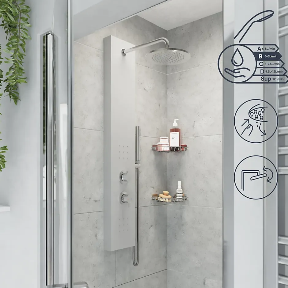 GoodHome Colonne de douche mécanique hydromassante, gris, Tanvia* Colonne De Douche Hydromassante