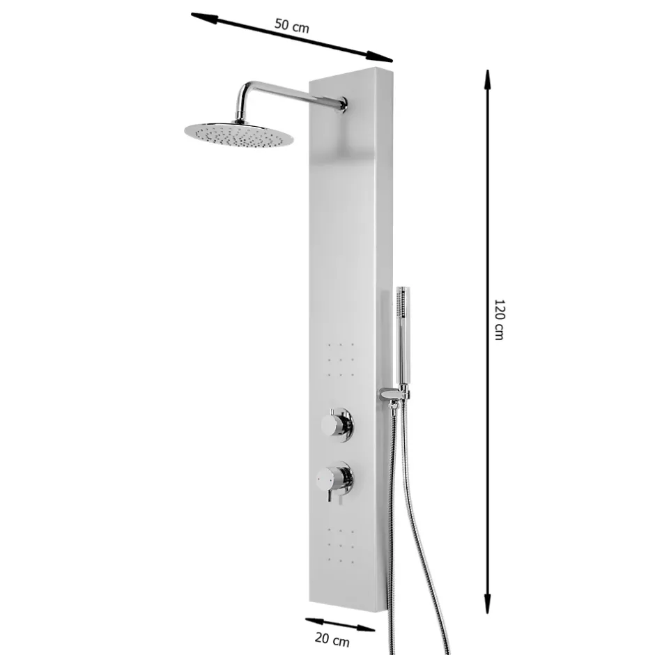 GoodHome Colonne de douche mécanique hydromassante, gris, Tanvia* Colonne De Douche Hydromassante