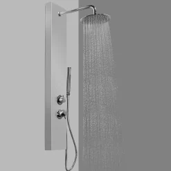 GoodHome Colonne de douche mécanique hydromassante, gris, Tanvia* Colonne De Douche Hydromassante