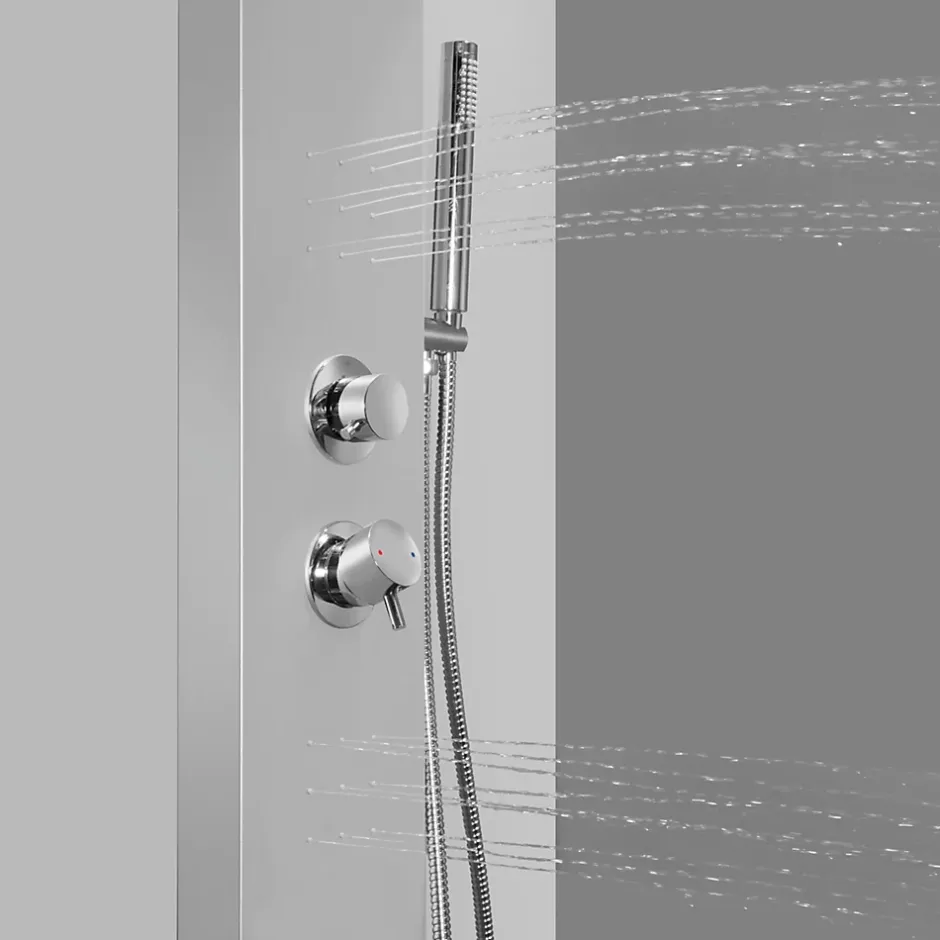 GoodHome Colonne de douche mécanique hydromassante, gris, Tanvia* Colonne De Douche Hydromassante