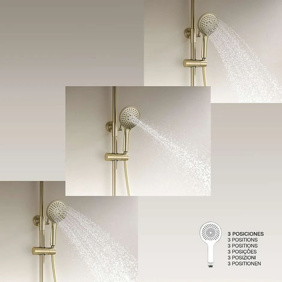 Poalgi Colonne de douche mécanique avec barre extensible SKY BATH or brossé PVD série GLORY* Colonne De Douche Mécanique