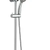 Edouard Rousseau Colonne de douche mécanique avec pommeau + douchette 3 jets + flexible + barre réglable, chrome, Shenti