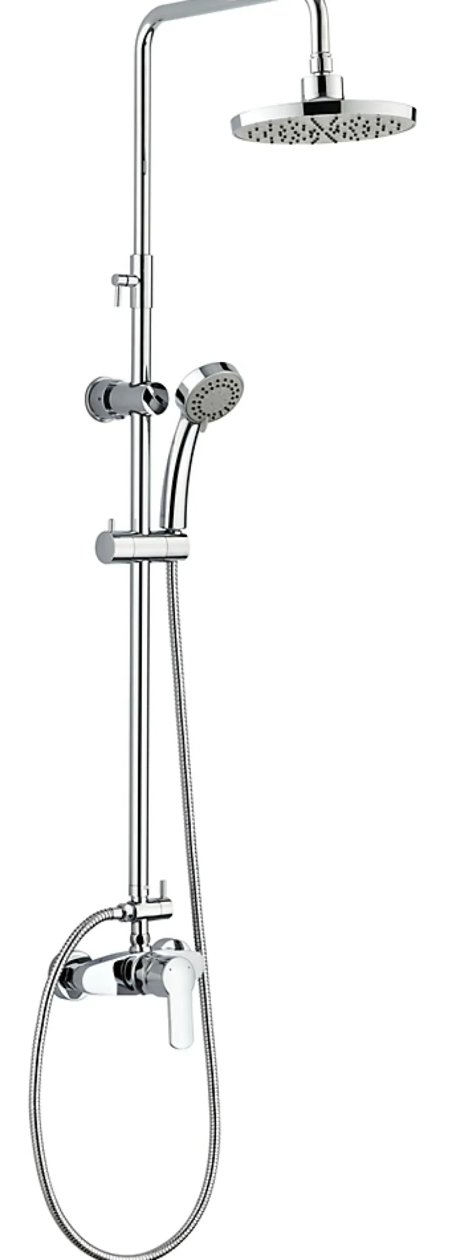 Edouard Rousseau Colonne de douche mécanique avec pommeau + douchette 3 jets + flexible + barre réglable, chrome, Shenti