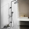 Homelody Colonne de Douche Mecanique avec Étagère Ensemble de Douche Douchette et Tête de Douche Hauteur Réglable 839 à 1164 mm ABS Noir