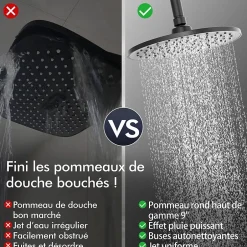 Homelody Colonne de Douche Mecanique avec Étagère Ensemble de Douche Douchette et Tête de Douche Hauteur Réglable 839 à 1164 mm ABS Noir