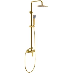 Imex Products Colonne de douche mitigeur or brosse acier et laiton douchette extensible pomme extraplate antic* Colonne De Douche Encastrable
