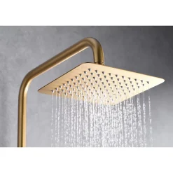 Imex Products Colonne de douche mitigeur or brosse acier et laiton douchette extensible pomme extraplate antic* Colonne De Douche Encastrable