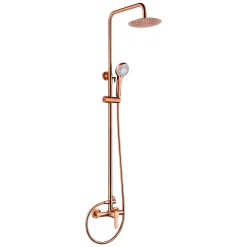 Imex Products Colonne de douche mitigeur or rose acier et laiton tête plate anticalcaire manche incluse* Colonne De Douche Encastrable