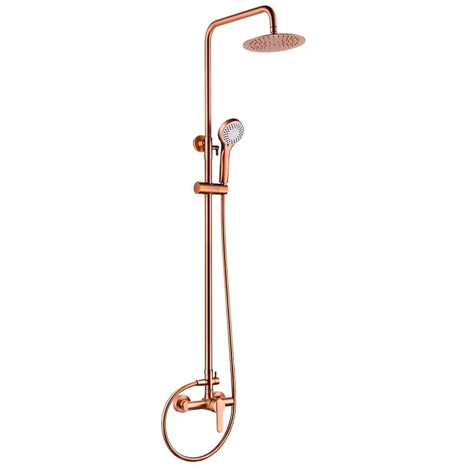 Imex Products Colonne de douche mitigeur or rose acier et laiton tête plate anticalcaire manche incluse* Colonne De Douche Encastrable