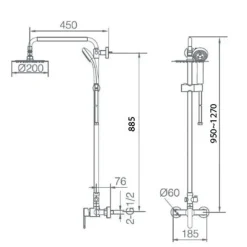 Imex Products Colonne de douche mitigeur or rose acier et laiton tête plate anticalcaire manche incluse* Colonne De Douche Encastrable