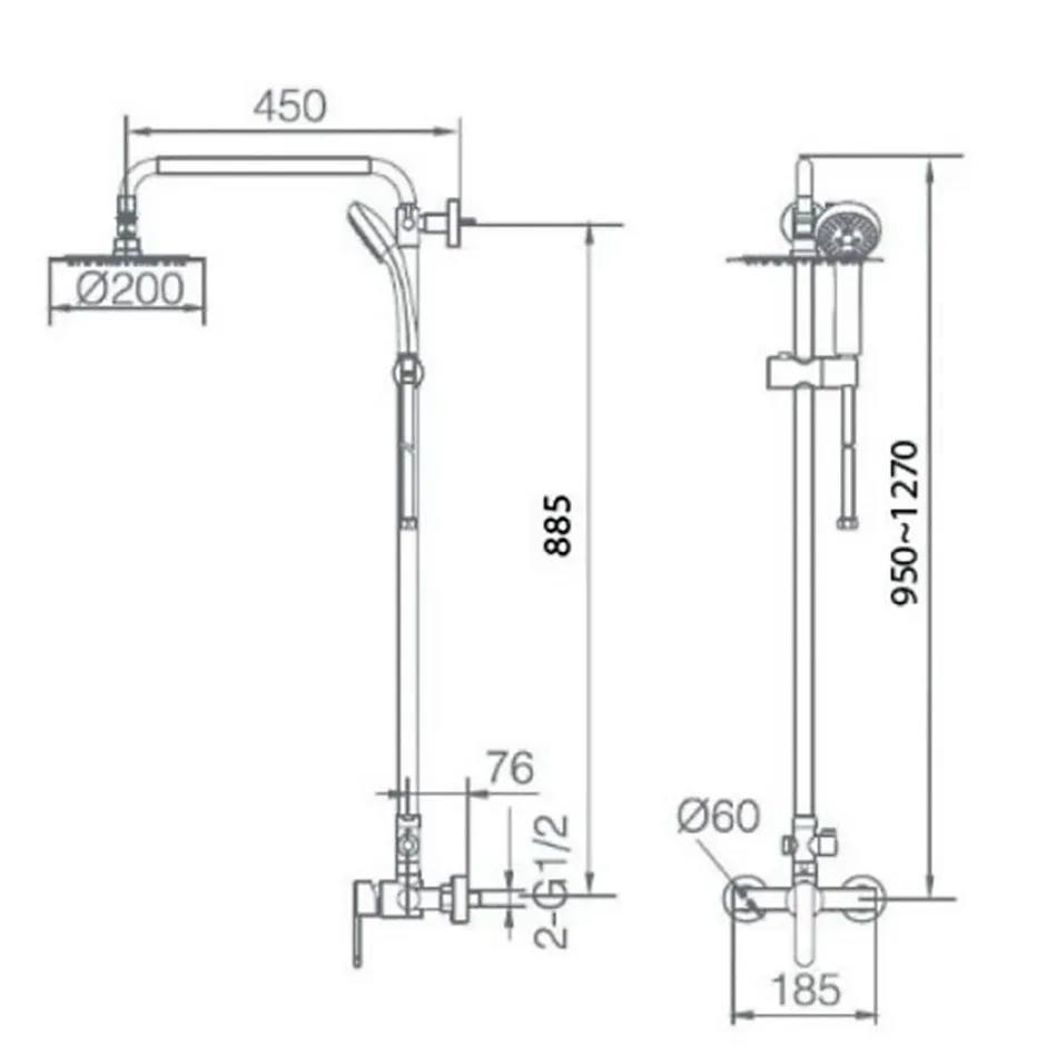 Imex Products Colonne de douche mitigeur or rose acier et laiton tête plate anticalcaire manche incluse* Colonne De Douche Encastrable