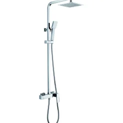 Imex Products Colonne de douche mitigeur chrome en acier et laiton avec pommeau anticalcaire 20x20 cm