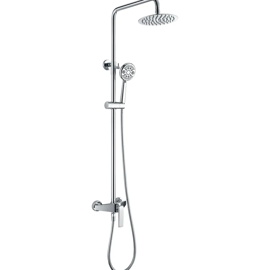 Imex Products Colonne de douche mitigeur chrome acier et laiton avec barre extensible et pommeau plat anticalcair* Colonne De Douche Mécanique