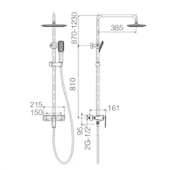Imex Products Colonne de douche mitigeur chrome acier et laiton avec barre extensible et pommeau plat anticalcair* Colonne De Douche Mécanique