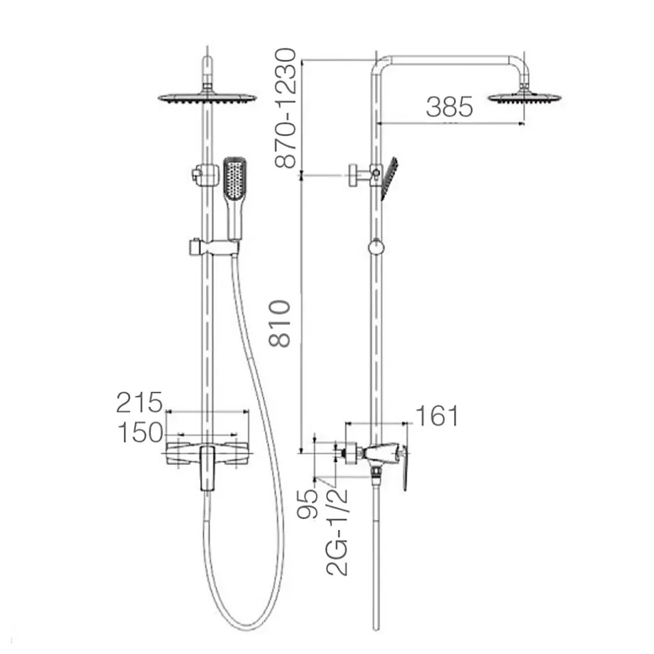 Imex Products Colonne de douche mitigeur chrome acier et laiton avec barre extensible et pommeau plat anticalcair* Colonne De Douche Mécanique